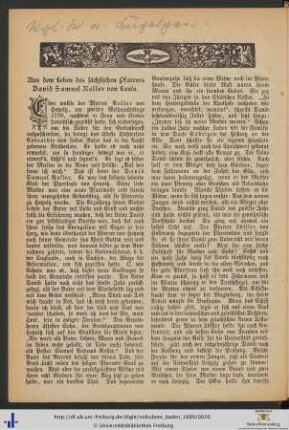 Aus dem Leben des sächsischen Pfarrers David Samuel Roller von Lausa.