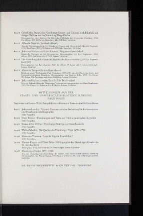 Mitteilungen aus der Staats-und Universiätsbibliothek Hamburg Neue Folge