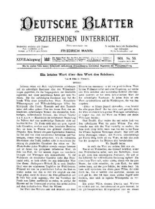 Ein letztes Wort über den Wert des Schönen : (Schluss)