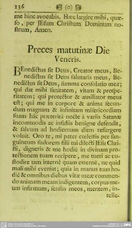 Preces matutinae Die Veneris