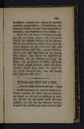 Schreiben aus Wien vom 2. Juni.