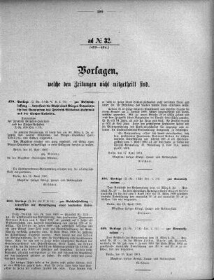 Anlage: ad No.32 (459-464), Vorlagen, welche den Zeitungen nicht mitgeteilt sind