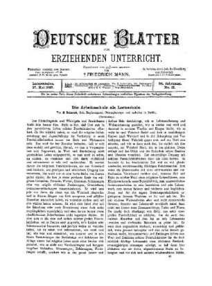 Die Arbeitsschule als Lernschule : (Fortsetzung)