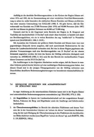 7.4 Räumliche Strukturen der Agrarwirtschaft im südlichen Mali