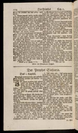 204-212, Der Prophet Sacharia.