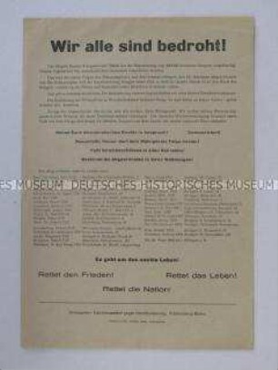Propagandaflugblatt des Landesausschusses gegen Remilitarisierung Württemberg-Baden