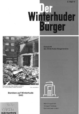 Heft IV / August 1993 : Zeitschrift des Winterhuder Bürgervereins