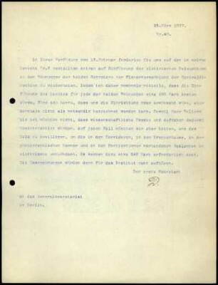 Bericht des ersten Sekretars an das General-Sekretariat