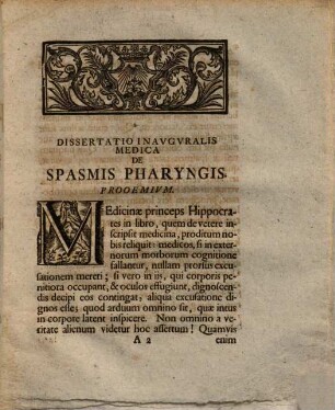 Dissertatio inauguralis medica De spasmis pharyngis oder vom Krampf des Ober-Schlundes