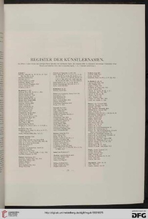 Register der Künstlernamen