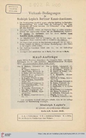 Verkaufs-Bedingungen / Kauf-Aufträge