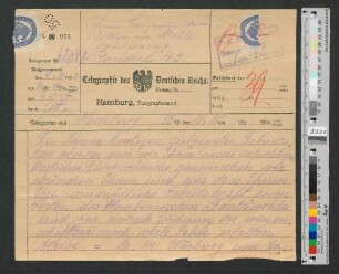 Telegramm an Werner von Melle