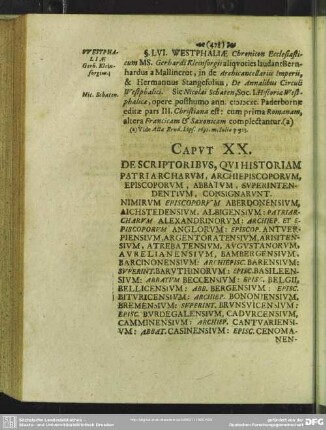 Caput XX. De Scriptoribus, Qui Historiam Patriarchiarum, Archiepiscoporum, Episcoporum, Abbatum, Superintendentium, Consignarunt
