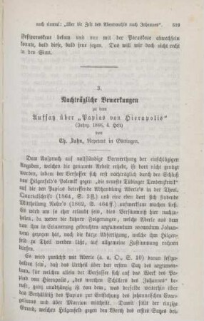 539-542 Nachträgliche Bemerkungen zu dem Aufsatz über "Papias von Hierapolis"