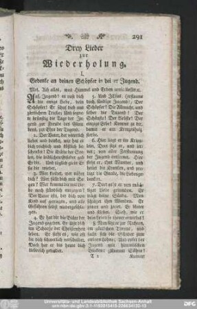Drey Lieder zur Wiederholung.