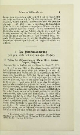 I. Die Völkerwanderung (bis zum Ende des weströmischen Reiches)