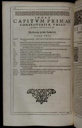 Index Capitum Primæ Controversiæ Unico Libro Explicate.