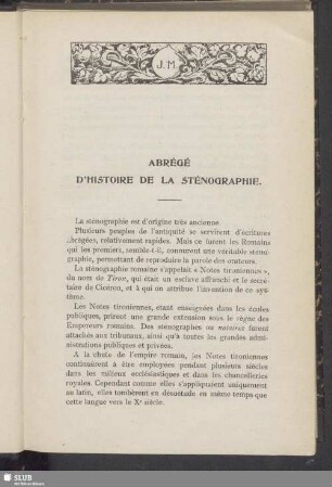 Abrégé D´Histoire De La Sténographie