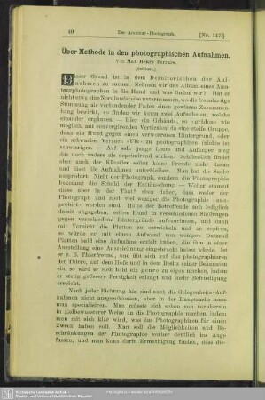 Über Methode in den photographischen Aufnahmen