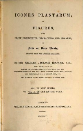 Icones plantarum or figures, with brief descriptive characters and remarks, of new or rare plants. 10. 1854 = 2. Ser., Bd. 5