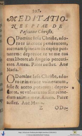 Meditationes et Orationes De Passione Christi