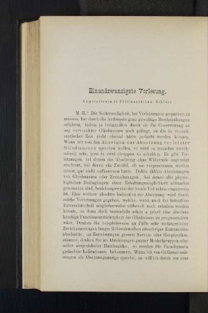 Einundzwanzigste Vorlesung. Amputationen in Feldlazarethen. Schluss