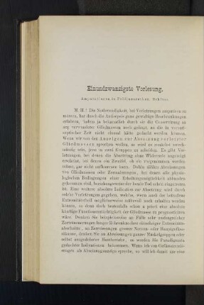 Einundzwanzigste Vorlesung. Amputationen in Feldlazarethen. Schluss