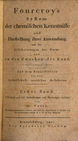 System de chemischen Kenntnisse und Darstellung ihrer Anwendung. 1 (1801)