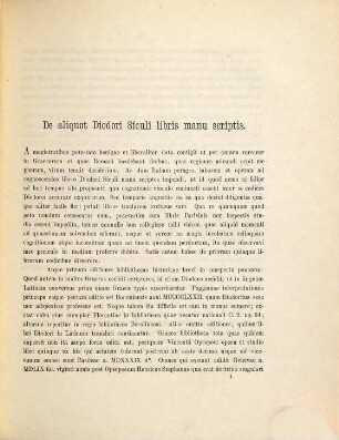 De aliquot libris Diodori Siculi manu scriptis