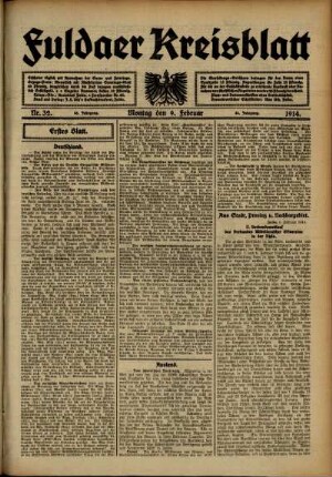 Ausgabe vom Montag, den 09. Februar 1914.