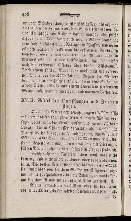 XVIII. Mittel bey Quetschungen und Insektenstichen