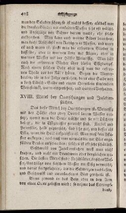 XVIII. Mittel bey Quetschungen und Insektenstichen