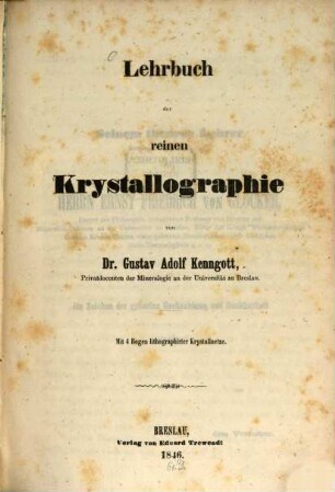 Lehrbuch der reinen Krystallographie