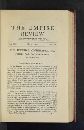 The Imperial Conference, 1907