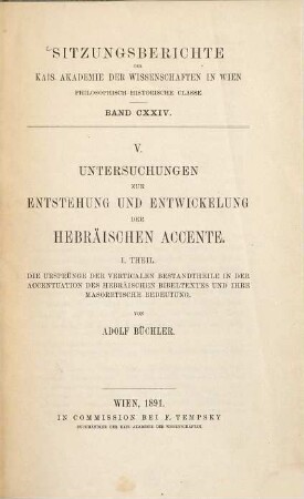 Untersuchungen zur Entstehung und Entwicklung der hebräischen Accente, 1