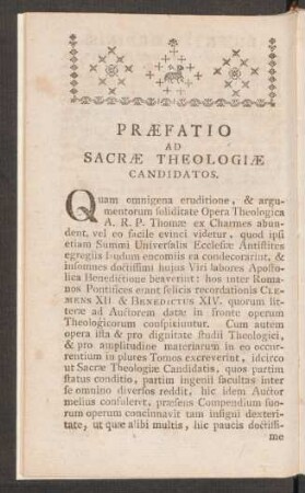 Praefatio Ad Sacrae Theologiae Candidatos.