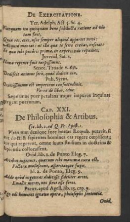 Cap. XXI. De Philosophia & Artibus.