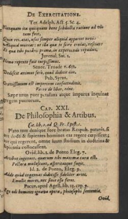 Cap. XXI. De Philosophia & Artibus.