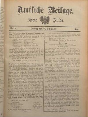 4: Beilage vom Freitag, 25. September 1914