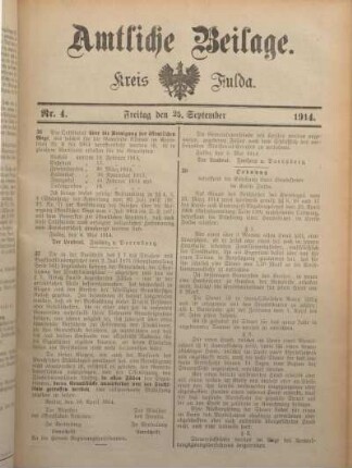 4: Beilage vom Freitag, 25. September 1914