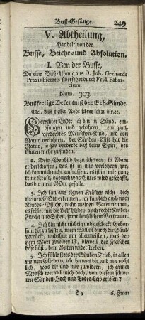V. Abtheilung, Handelt von der Busse, Beicht- und Absolution.