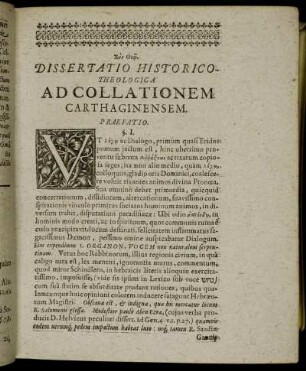 Dissertatio Historico-Theologica Ad Collationem Carthaginensem.