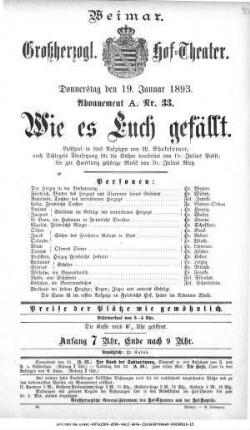 Wie es Euch gefällt