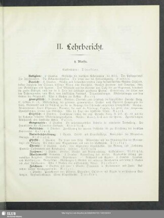 II. Lehrbericht