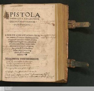 Epistola Lvtheriana Ad Leonem Decimvm Svmmvm Pontificem