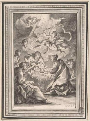 Die Geburt Jesu, aus: Sei omelie di Nostro Signore papa Clemente undecimo esposte in versi da Alessandro Guidi, Rom 1712