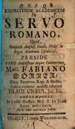 Exercitium acad. de servo Romano