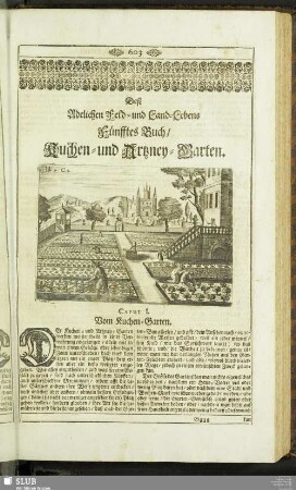 Deß Adelichen Feld- und Land-Lebens Fünfftes Buch, Kuchen- und Artzney-Garten : Adelichen Feld- und Land-Lebens Fünfftes Buch, Kuchen- und Artzney-Garten