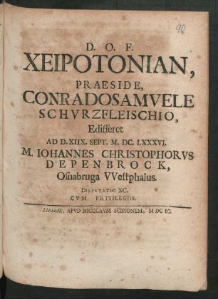 [Disputatio XC.] Cheirotonian