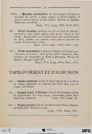 Tapis d’orient et d’Aubusson (Nr. 123-136)